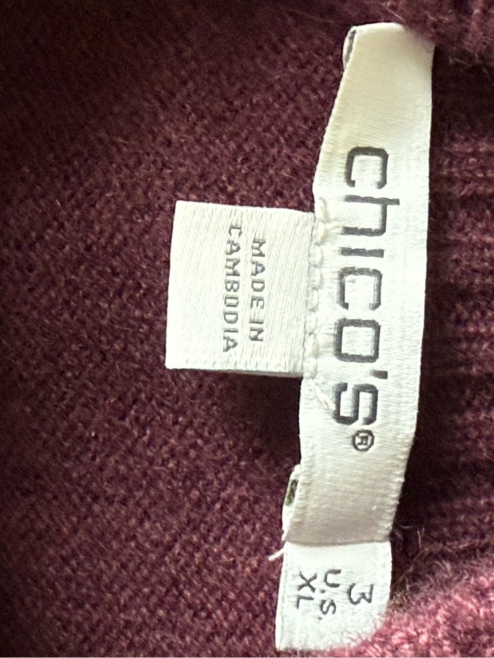 Chicos Short Sleeve Cashmere Sweater Plum Purple Size 3 XL High Neck Soft - Picture 10 of 11